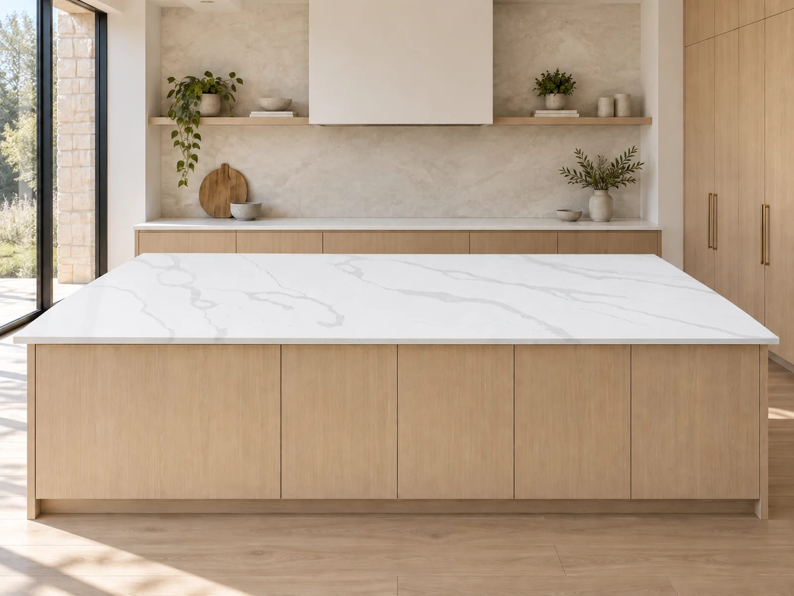 Kitchen countertops in Auro Quartz Calacatta quartz