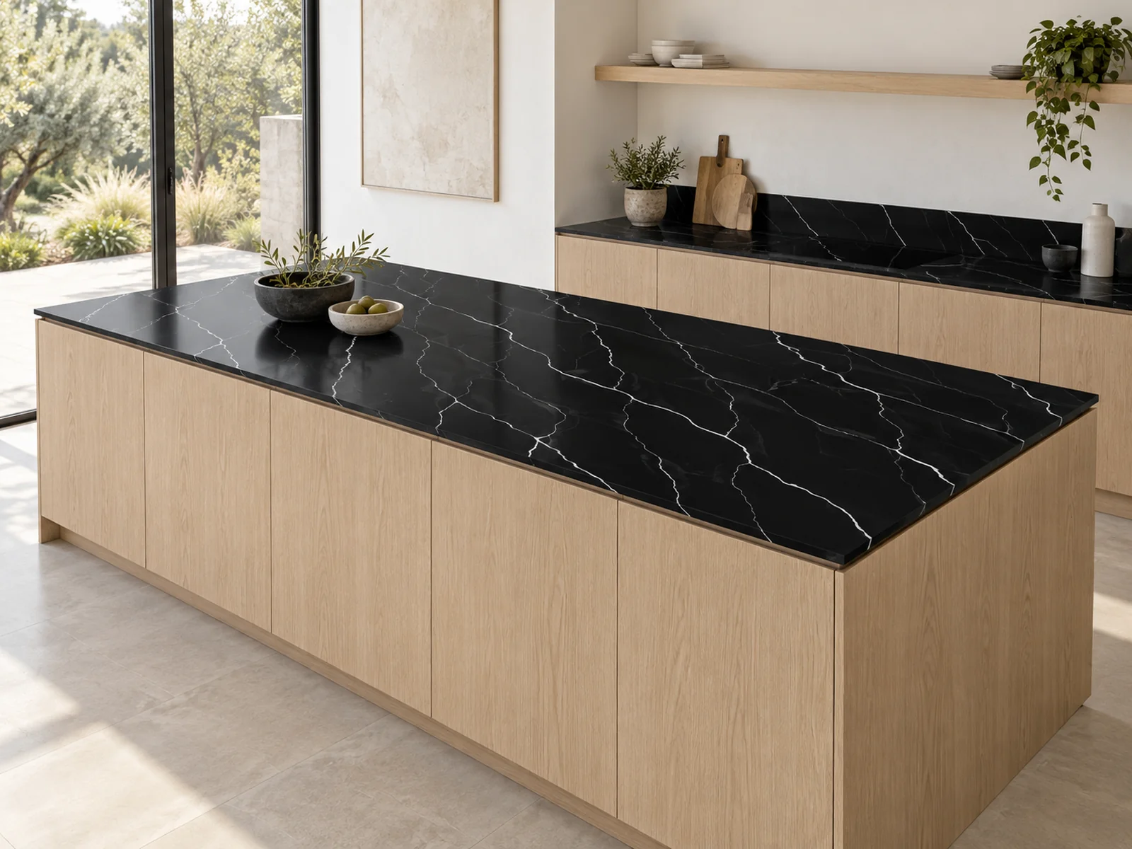Rendering: Kitchen island top in Auro Quartz Calacatta 6612