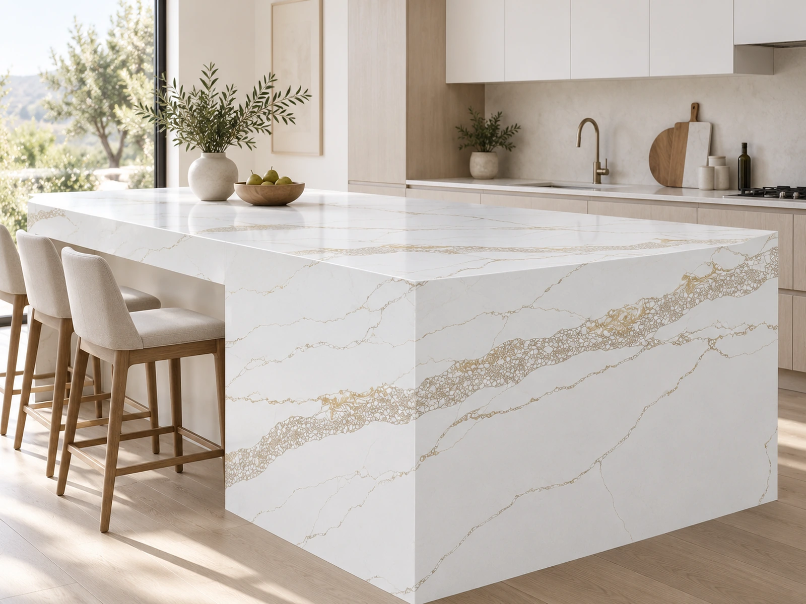 Rendering of Auro Quartz quartz used for kitchen countertops & worktops