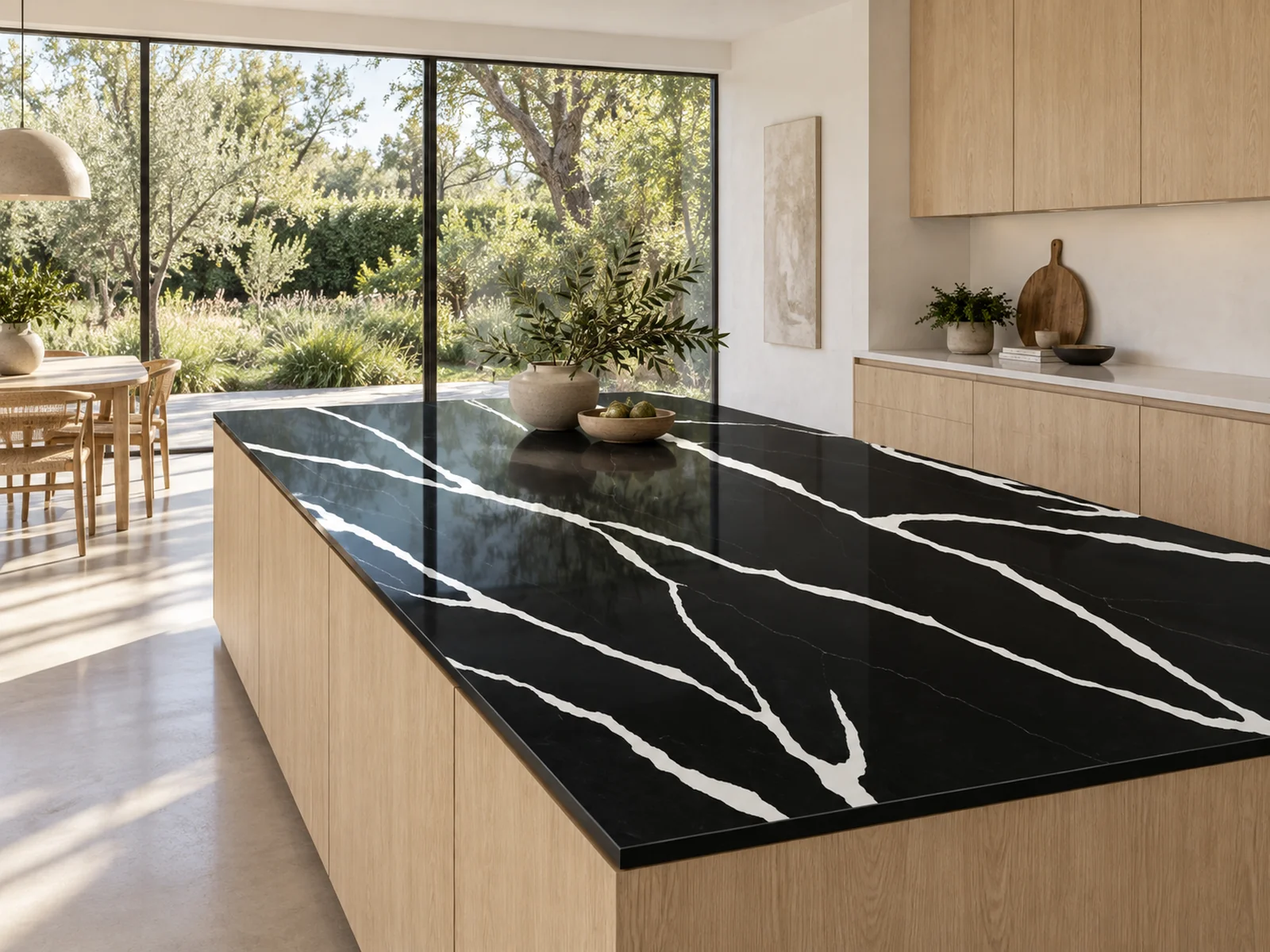 Rendering: Kitchen island top in Auro Quartz Calacatta 6656