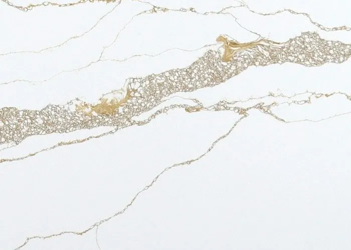 Close-up of Calacatta 6614 Gold quartz