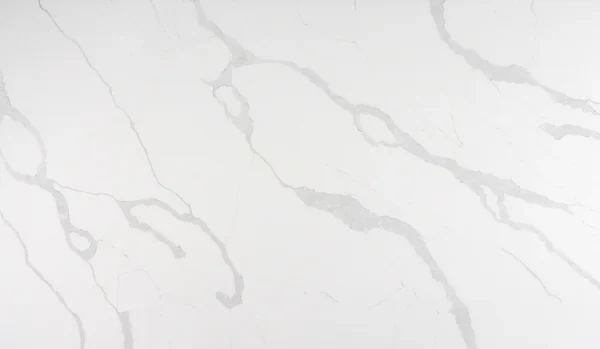 Auro Quartz Calacatta 6606 quartz slab, white base, soft flowing grey veins