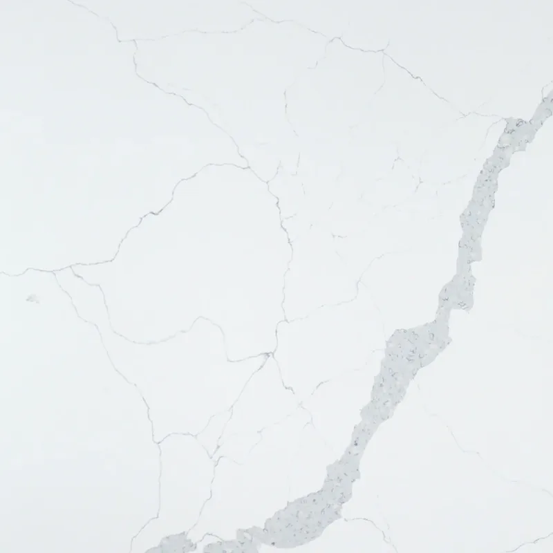 Close-up of the grey veins on Auro Quartz Calacatta 6610 quartz