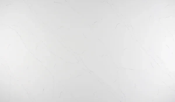 Auro Quartz Calacatta 6617 quartz slab, white base, fine subtle grey veins