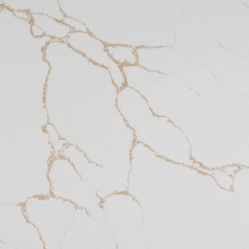Calacatta 6714 Gold quartz, upper-right area of the slab