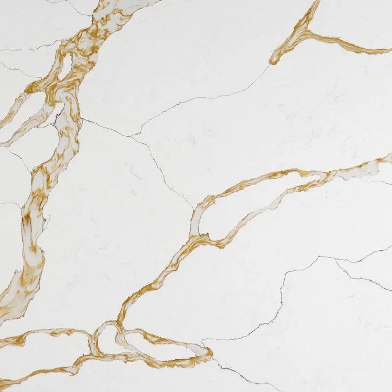Calacatta 6822 quartz, upper-right area of the slab