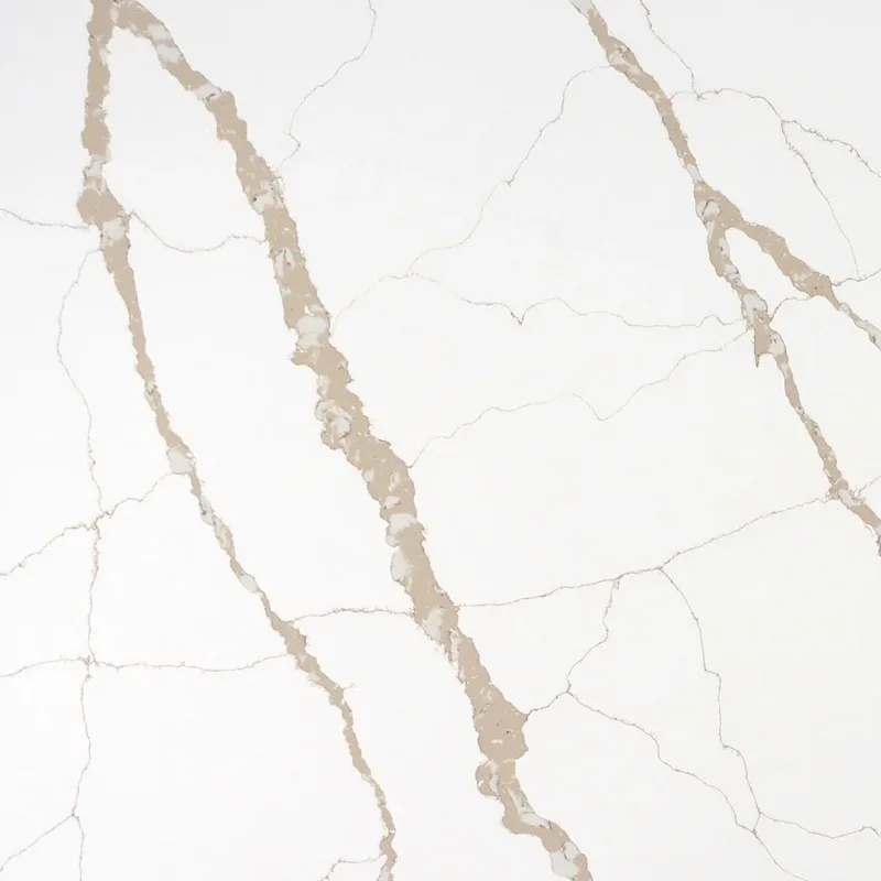 Calacatta 6887 quartz, upper-left area of the slab