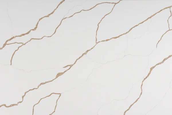 Auro Quartz Calacatta 6947 quartz slab, bronze-gold veins